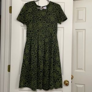 LulaRoe XL black and green floral dress with pockets